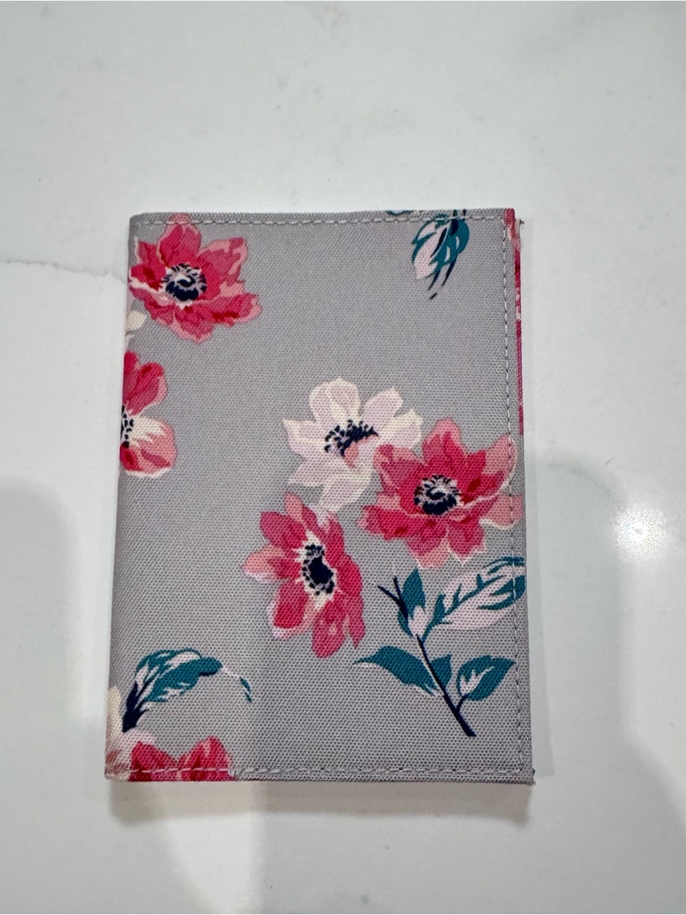 Cath Kidston Passport Holder - Pink Floral on Gray